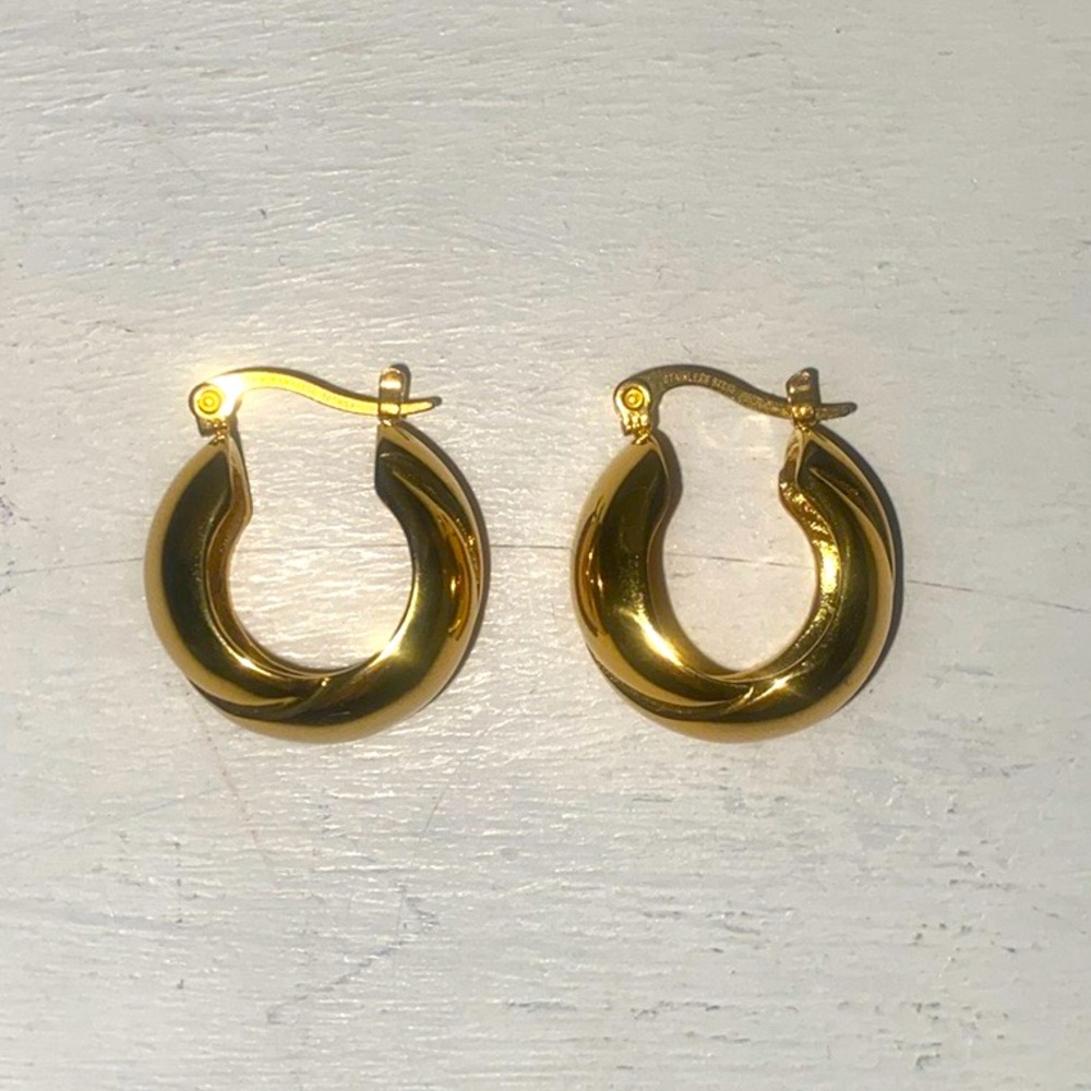Gold Stainless Steel Chunky Earrings